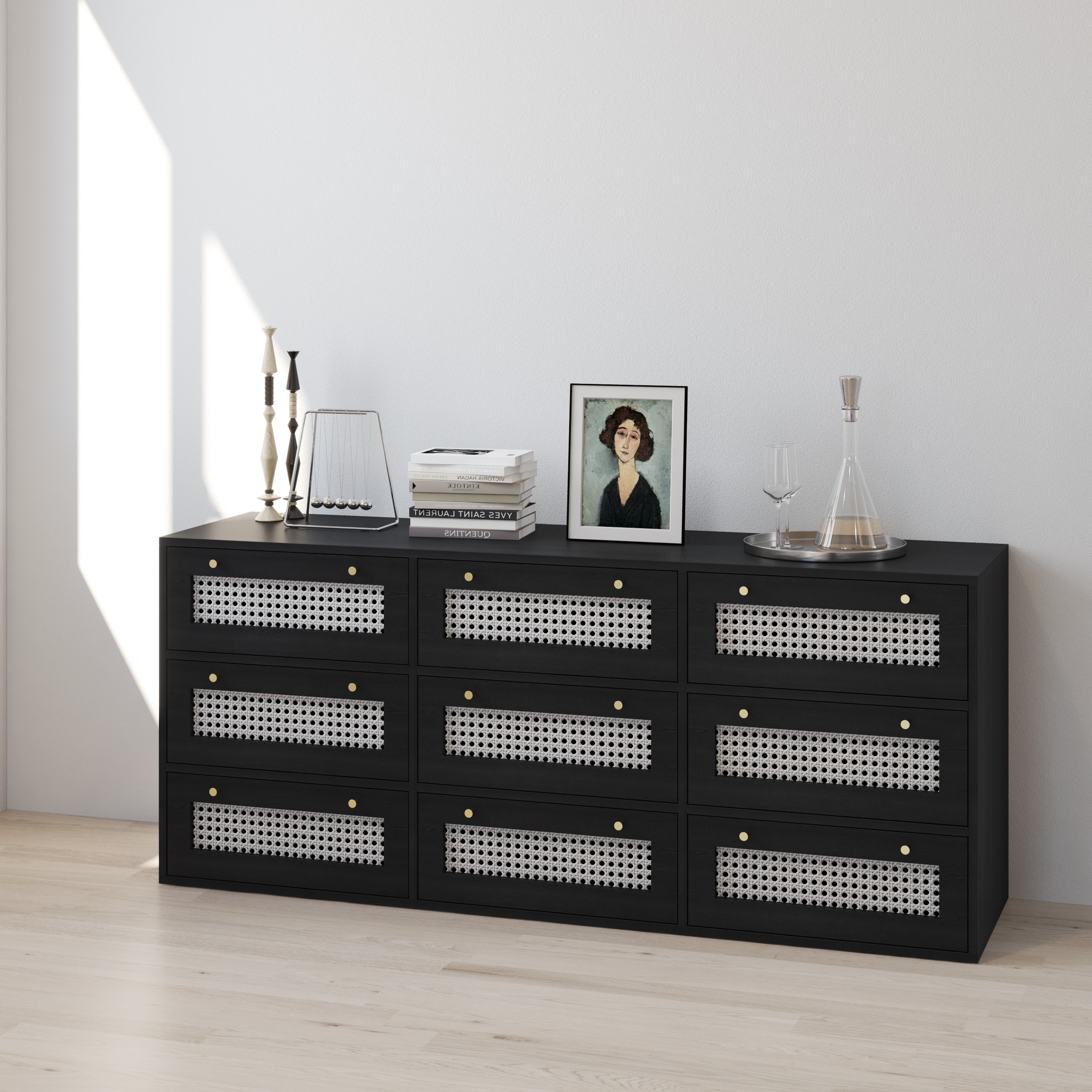 HAPPY FURNITURE , Tủ lưu trữ 8 ngăn kéo - MAY , THK_305 , 164cm x 45cm x 70cm DxRxC