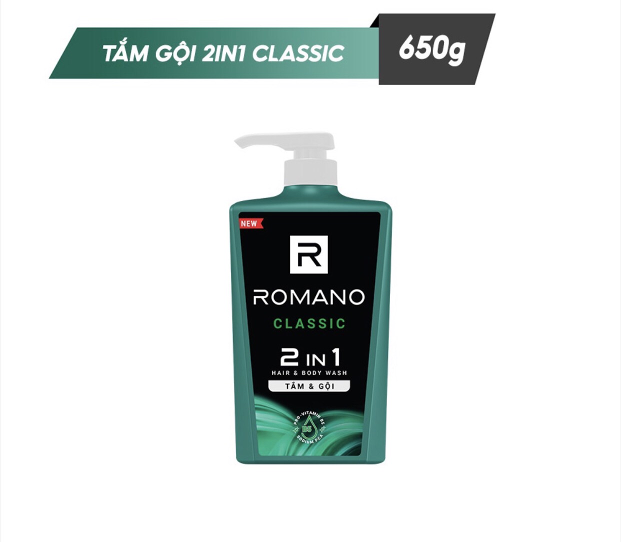 Dầu Tắm Gội 2 in 1 Romano Classic 650ml