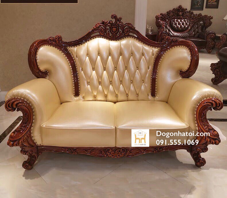 Bộ Sofa Da Phòng Khách Tân Cổ Điển Đẳng Cấp SF418 - Đồ Gỗ Nhà Tôi