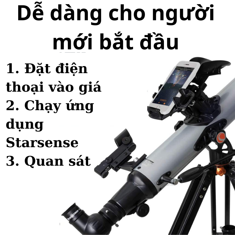 Kính thiên văn sử dụng ứng dụng Starsense trên điện thoại thông minh để xác định sao, hành tinh và nhiều vật thể khác - Khẩu độ 80mm - Hàng chính hãng Celestron