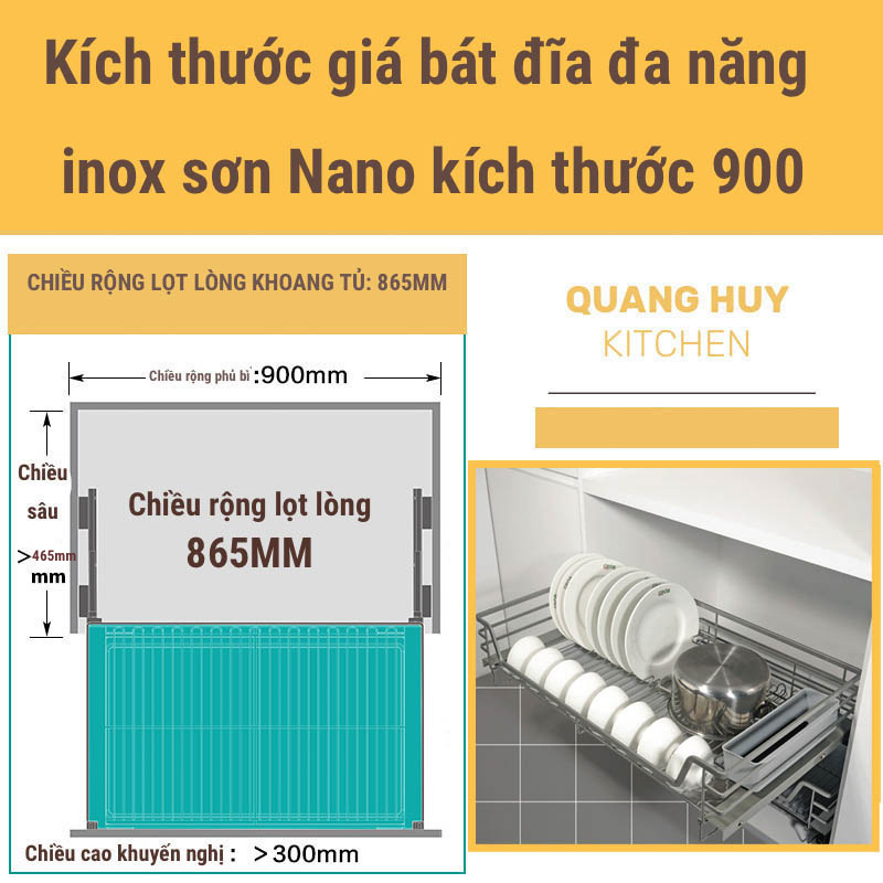 Giá bát đĩa tủ dưới inox sơn Nano bảo hành 10 năm không han gỉ thương hiệu Grob