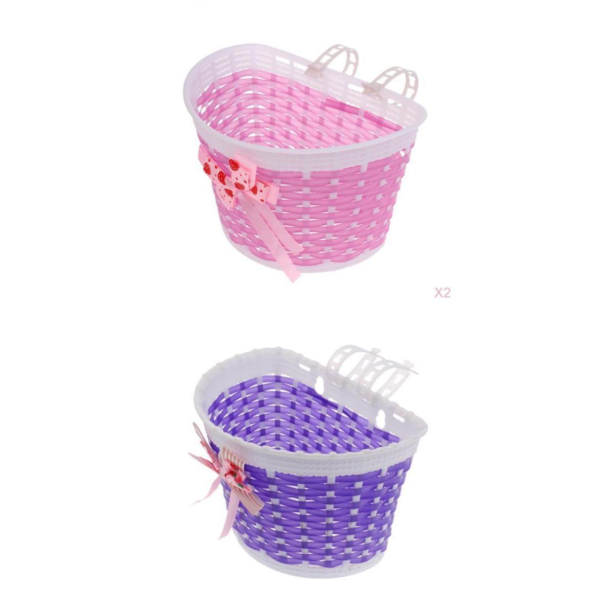 2 Pieces Bike Basket Front Bike Basket Girls Children Cycle Bike Handlebar Basket