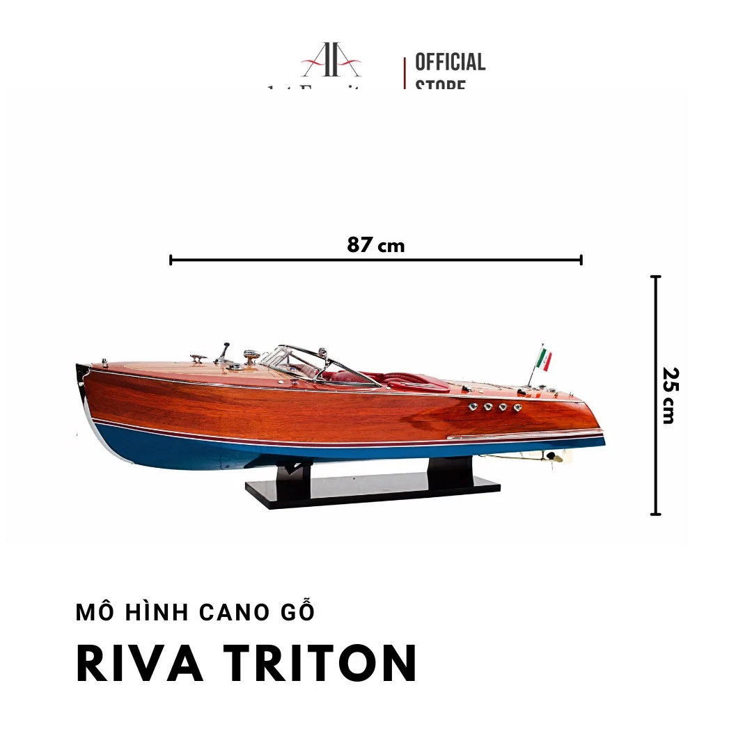 Mô hình cano RIVA TRITON cao cấp, mô hình gỗ tự nhiên, làm quà tặng sang trọng 1st FURNITURE