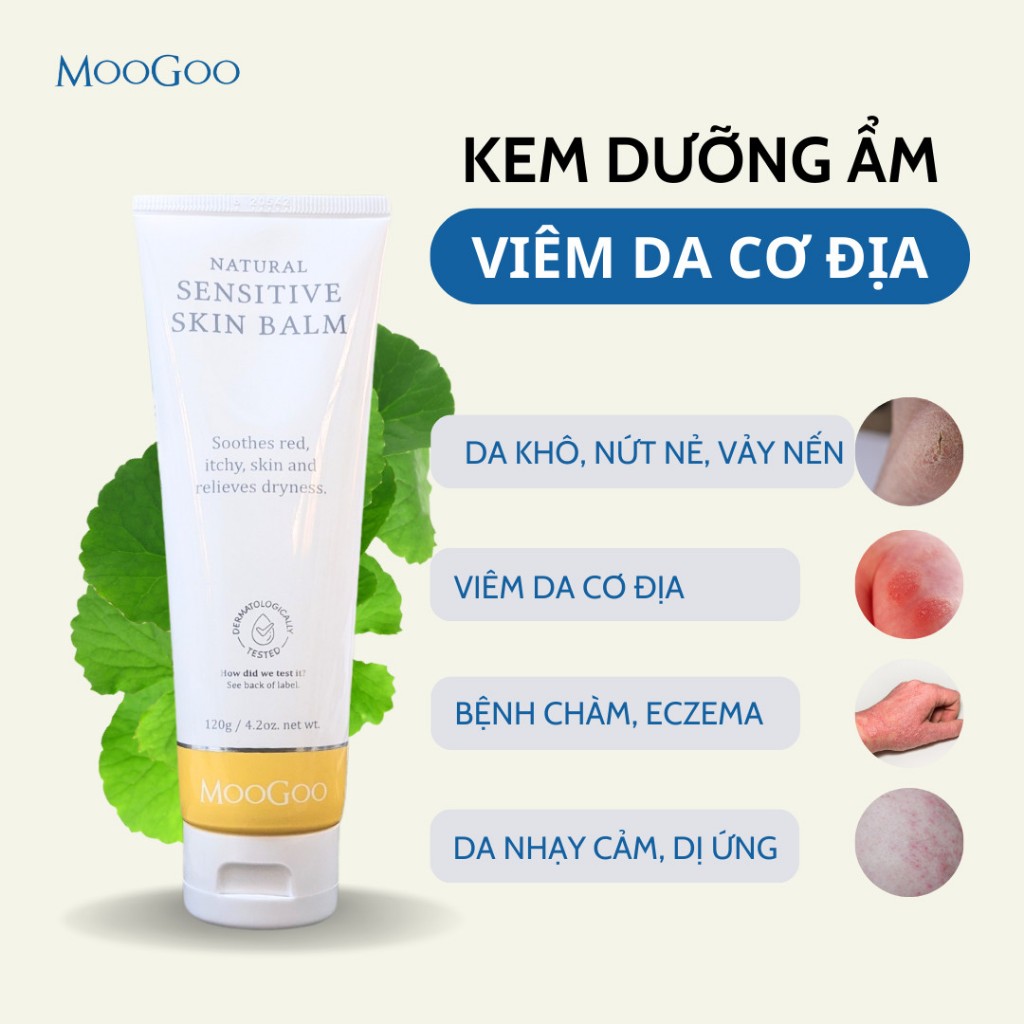 Kem bôi viêm da cơ địa, vảy nến, chàm sữa em bé, da nhạy cảm chiết xuất rau má MooGoo thương hiệu nội địa Úc thuần chay