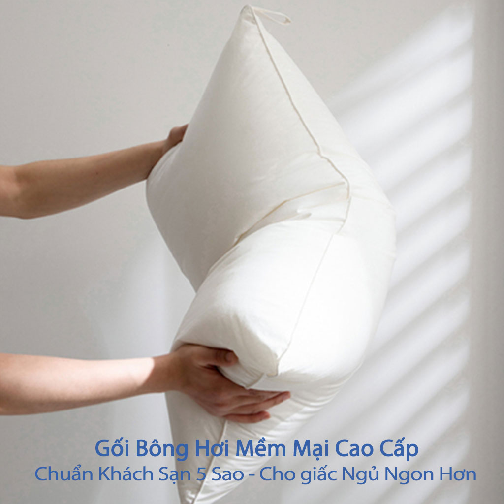 Gối Bông Hơi Cao Cấp Gối Hơi Nằm Ngủ Mềm Mại Kê Chống Mỏi Cổ Ruột Gối Bông Gòn Tư Nhiên Cao Cấp Cho Người Lớn 50x70 và 40x60