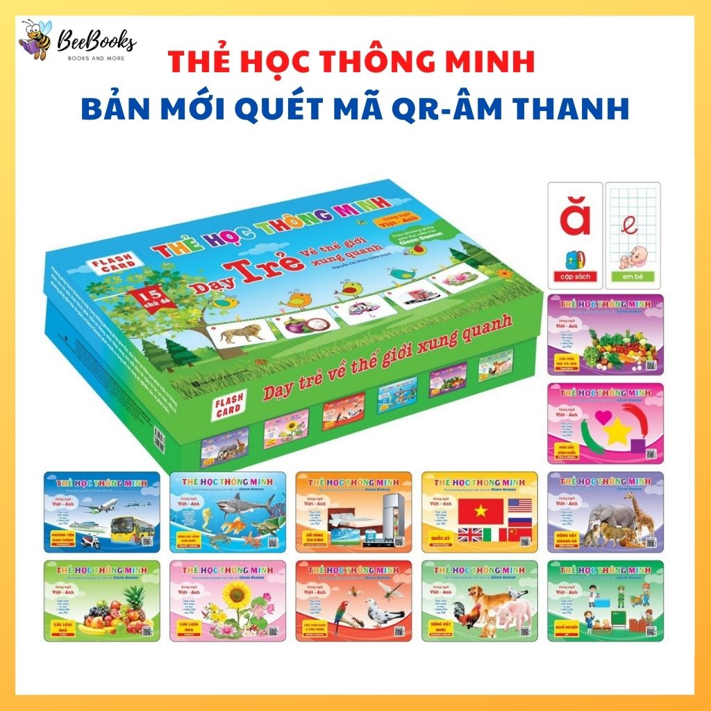 Thẻ Học Thông Minh Cho Bé Song Ngữ Việt Anh 15 chủ đề- Bộ thẻ theo phương pháp giáo dục sớm của Glenn doman có File nghe