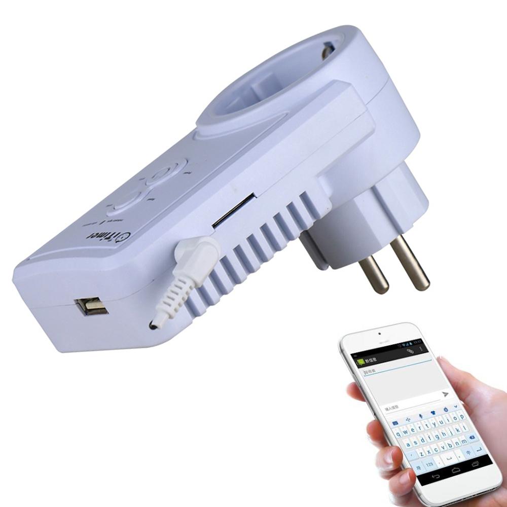 GSM thông minh power plug socket công tắc tường cửa với cảm biến nhiệt độ tiếng Anh SMS điều khiển SMS Hỗ trợ đầu ra USB Thẻ SIM