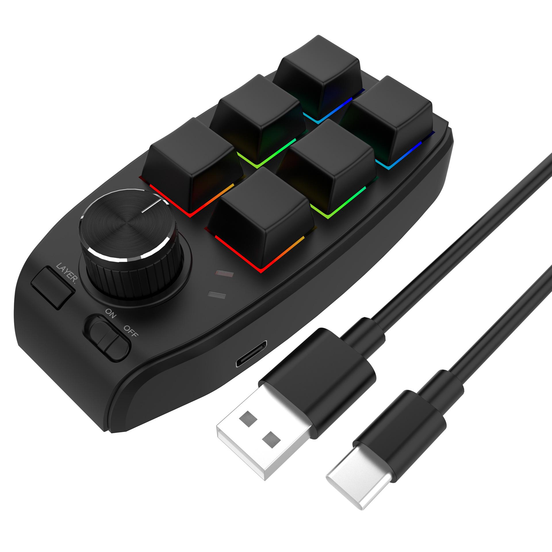 Giao hàng nhanh Núm 6 phím Bluetooth tùy chỉnh lập trình vĩ mô bàn phím cơ văn phòng phím tắt PS copy paste vẽ thiết kế