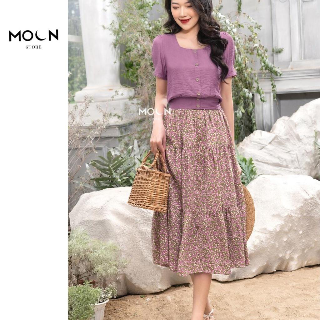 Chân váy hoa dáng xòe mùa hè chất lụa siêu mát 3 màu thiết kế trẻ trung MCV339 MOON STORE