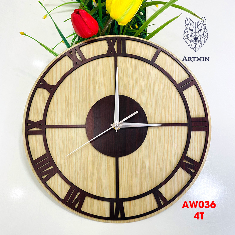 AW036 - Đồng Hồ Gỗ Decor Nhà Cổ Điển – Đồng Hồ Treo Tường Trang Trí Cực Xinh