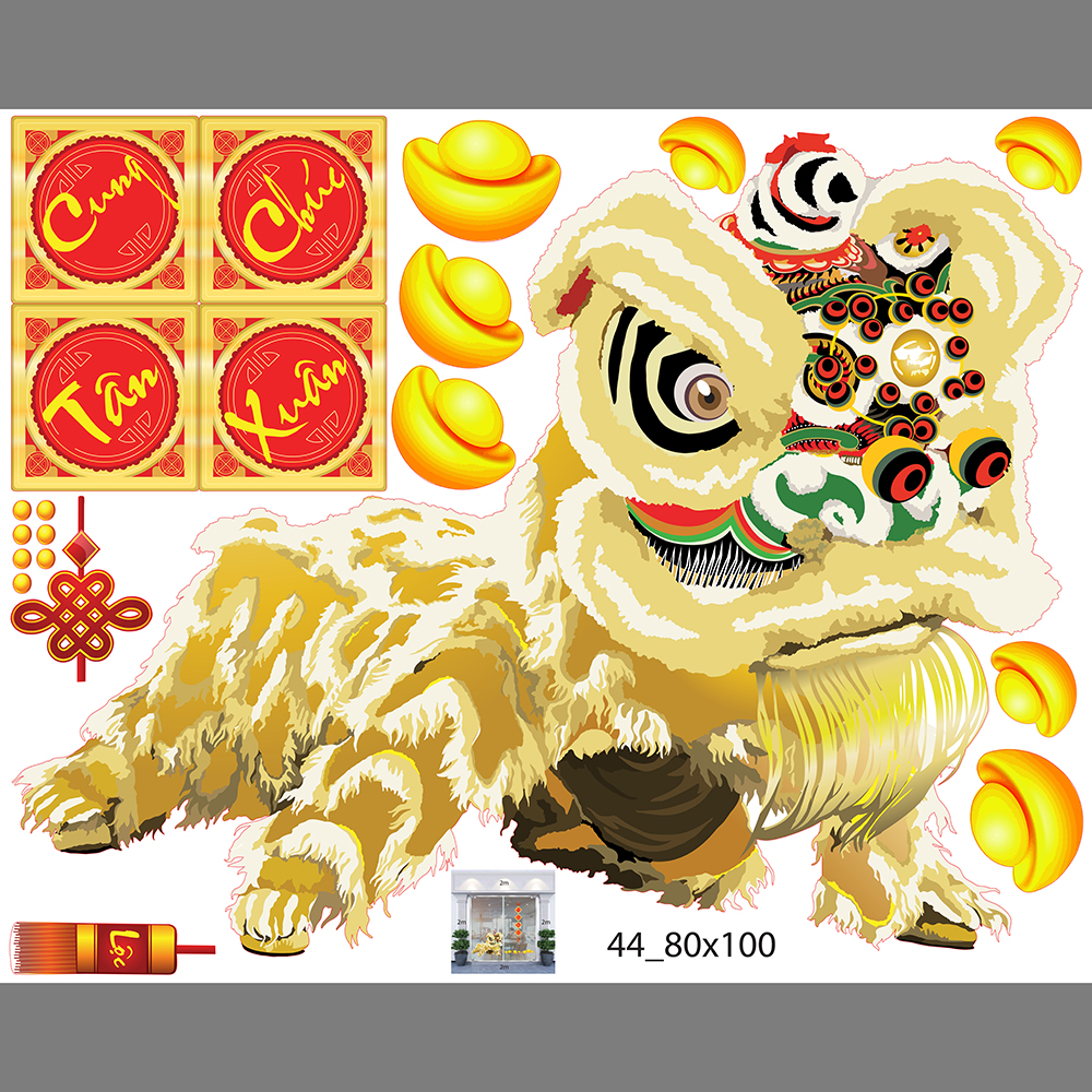 Decal trang trí tết xuân 2020 combo số 15