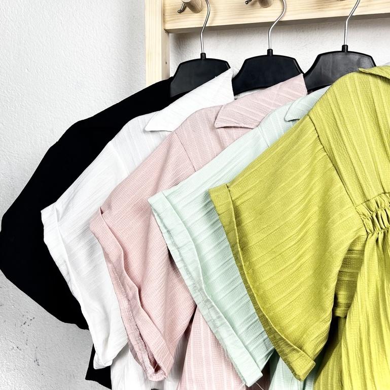 Áo sơ mi croptop nữ chất đũi có lót trong màu pastel dễ phối đồ - AO062
