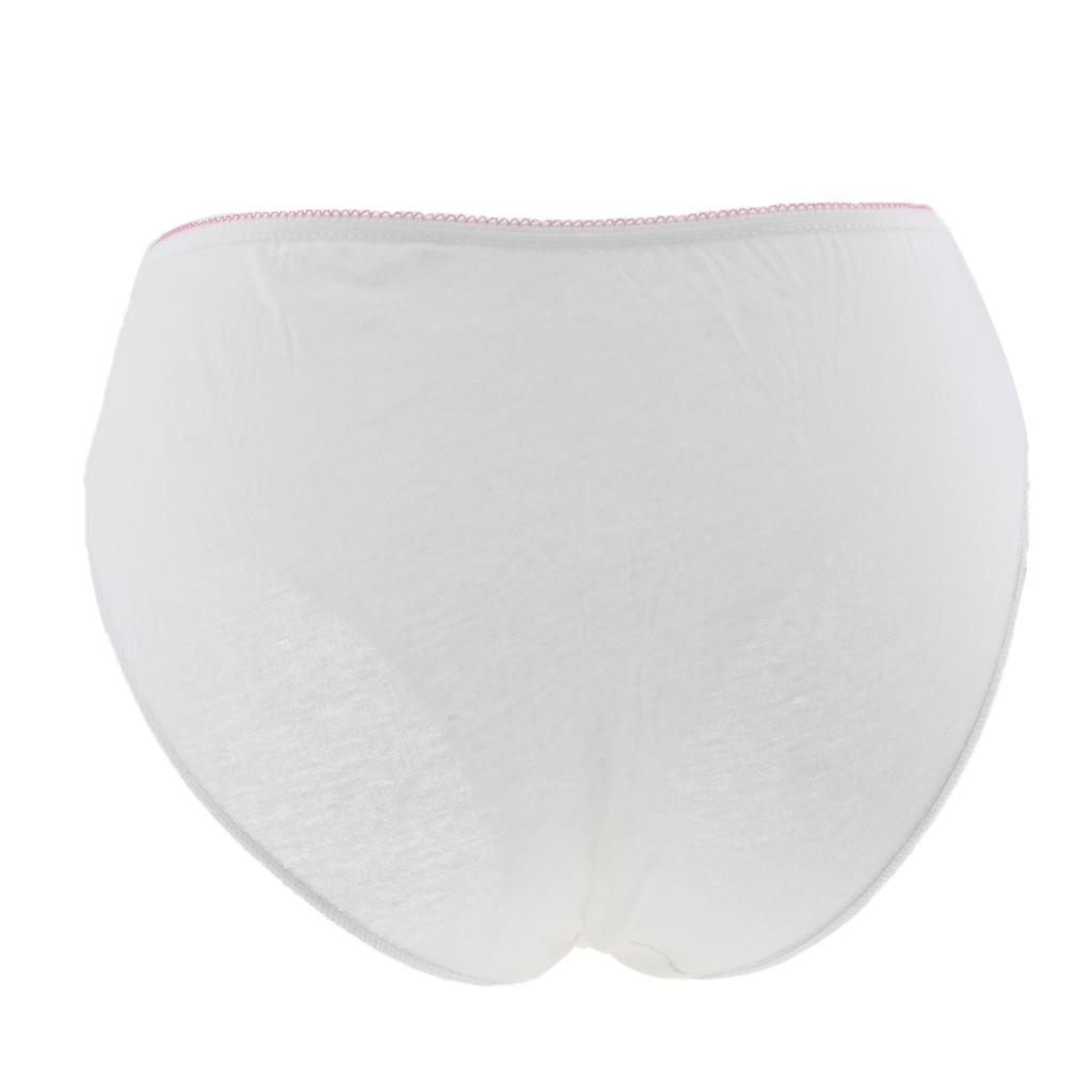 5 Pieces Women Disposable Cotton Large Underwear Travel Panties White L