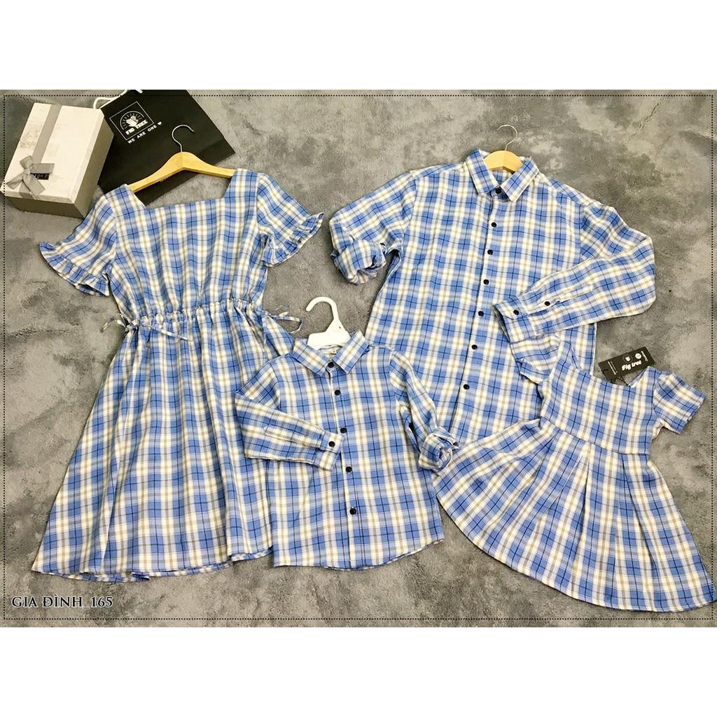 Sơ mi gia đình CARO XANH FIGTREE  CỰC HOT