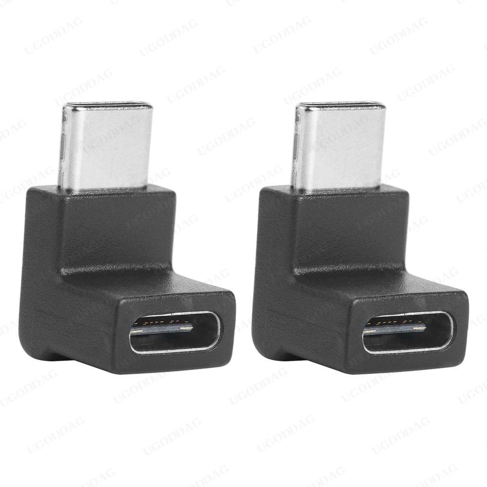 2pcs USB C Adapter Type-C Male to Female Female to Female Right&Left Angled 90 Degree Extension Adapter for Tablet Laptop