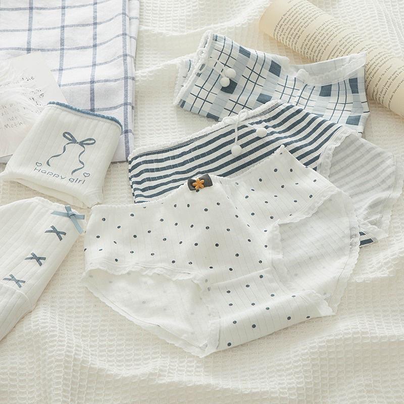 Quần Lót Nữ ️ Quần Cotton Nữ Gân Tăm Dễ Thương Kháng Khuẩn 0126