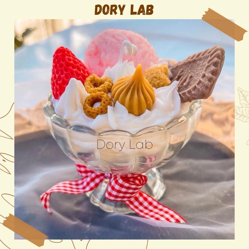 Nến Thơm Ly Kem Dâu Tây Nhiều Topping Không Khói Handmade, Phụ Kiện Decor - Dory Lab