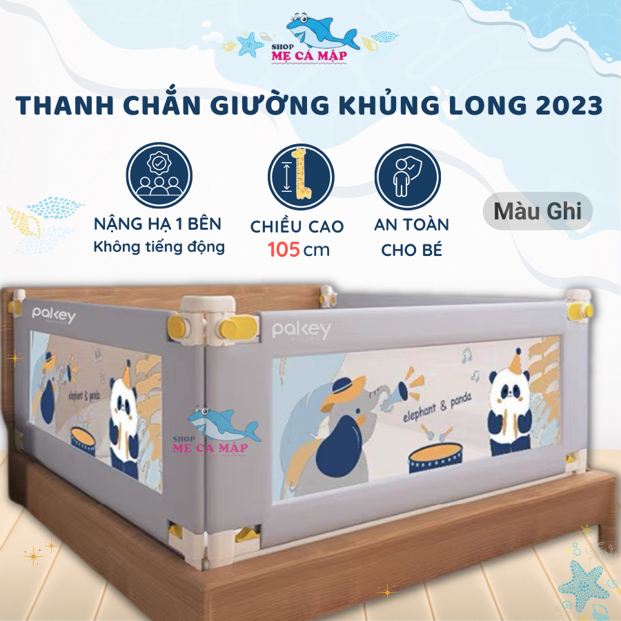 Thanh Chắn Giường Pakey LC1 Bản New Cao 105cm Ống Thép Siêu Dày, Thanh Chắn Giường Thiết Kế Chốt Nâng Cấp Bấm Hạ Dễ Dàng