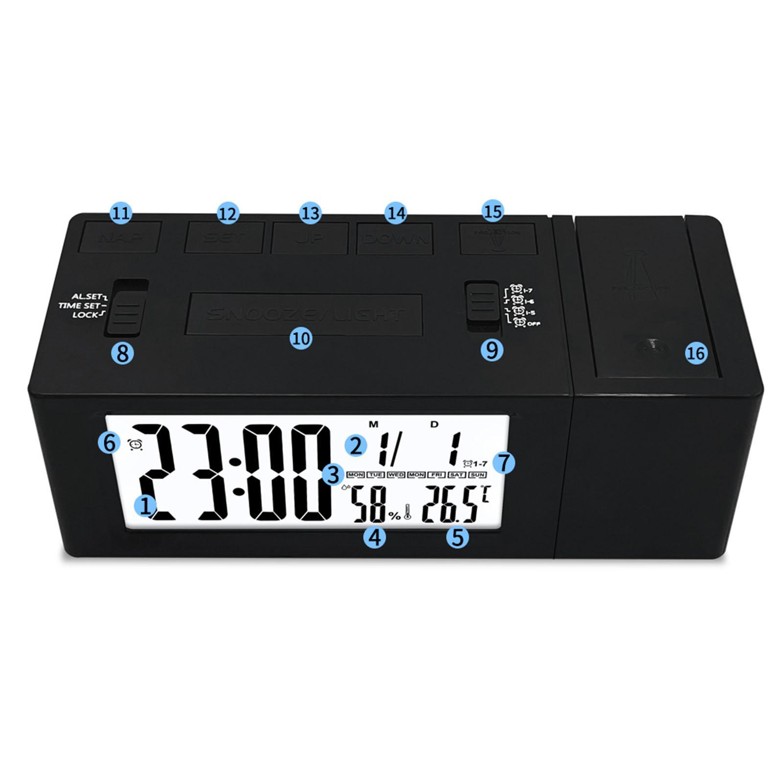 Digital Alarm Clock for Bedroom, Projection Alarm Clock, Snooze, Dimmer Large LED Display Clock for Kids Teens Adults