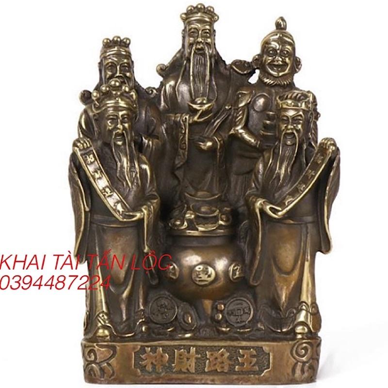 Tượng ngũ lộ thần tài - 5 ông thần tài bằng đồng cao 17cm