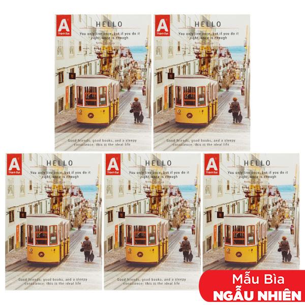 Combo 5 Tập Sinh Viên 4 Ly Ngang 96 Trang 70gsm - Thành Đạt - Hello (Mẫu Màu Giao Ngẫu Nhiên)