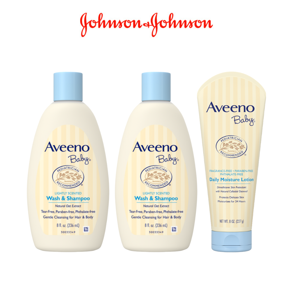 Bộ làm sạch & sữa dưỡng ẩm cho bé da nhạy cảm Aveeno Baby Daily Moisture.