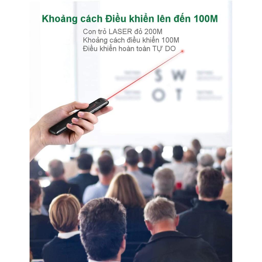 Bút Trình Chiếu Laser Không Dây Điều Khiển Từ Xa 100m Cao Cấp Ugreen 60327 (Đen) - Hàng Chính Hãng
