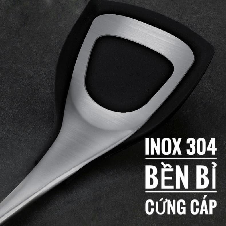 Bộ 3 muỗng xào nấu Silicon chịu nhiệt + Inox