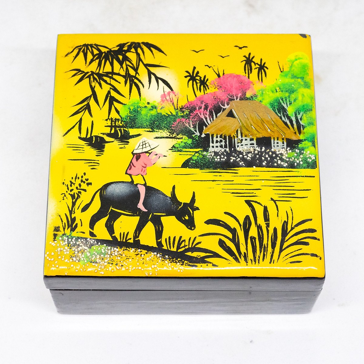 Hộp đựng trang sức sơn mài cao cấp 16x16 cm