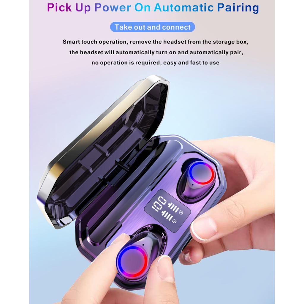 3500mAh LED Bluetooth Wireless Headphones In-Ear Headsets Black