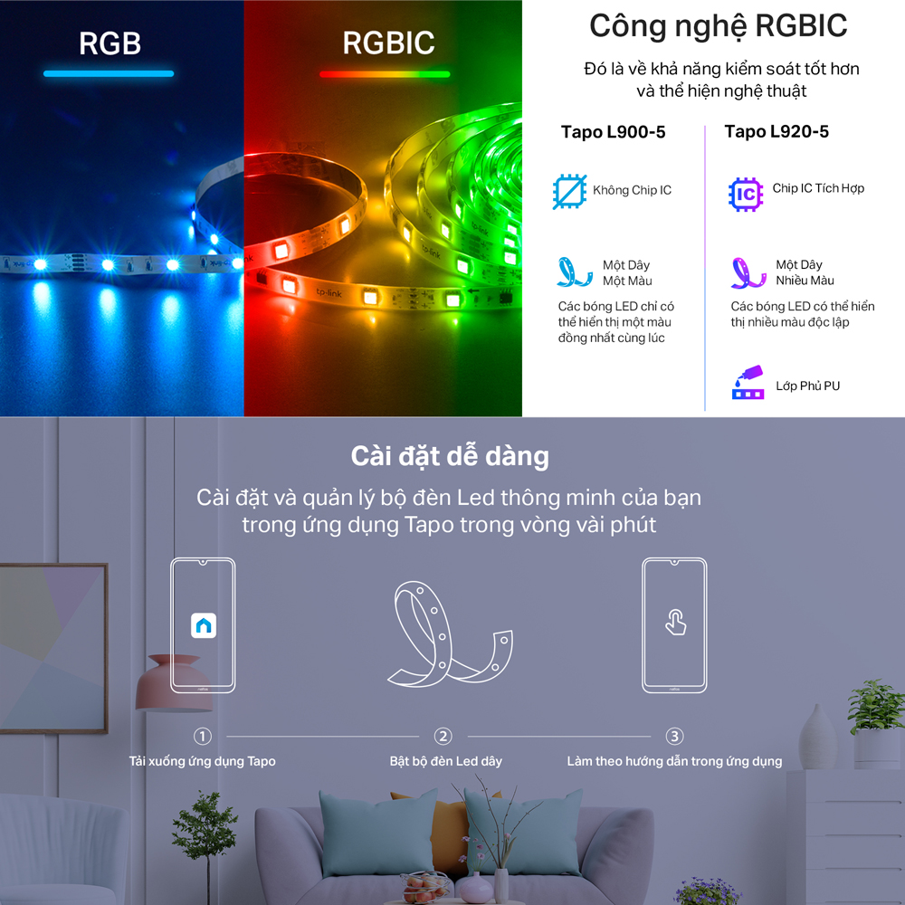 Bộ Led Dây TP-Link Tapo L920-5 WiFi Thông Minh Nhiều Màu Sắc - Hàng Chính Hãng