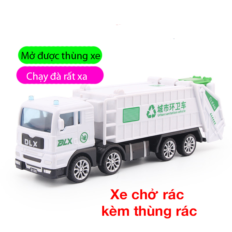 Đồ chơi KAVY NO.8827 mô hình xe chở xăng dầu, xe quét rác đường phố, xe đựng rác chạy bánh đà rất xa đẹp và bền bỉ