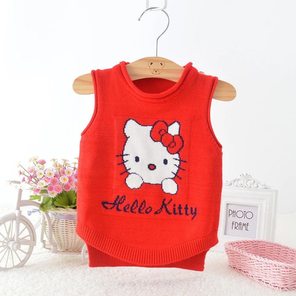 Áo Ghi Lê Len Mèo Hello Kitty đáng yêu cho bé trai và bé gái sơ sinh từ 9-18kg Mẫu hot nhất Thu Đông 2021 - GHILE07