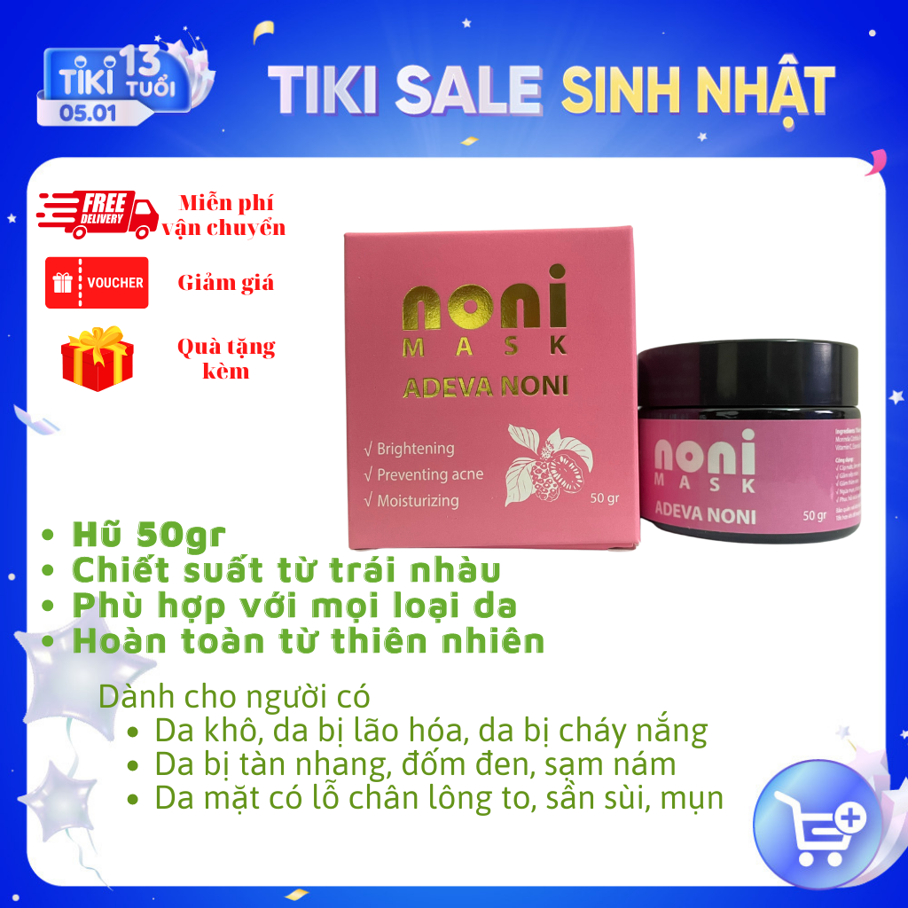 Mặt nạ Trái nhàu - Adeva Noni - 50 gr - Mặt nạ giúp sáng da, mịn màng, giảm thâm mụn, tốt cho da nhạy cảm và da sau kích ứng