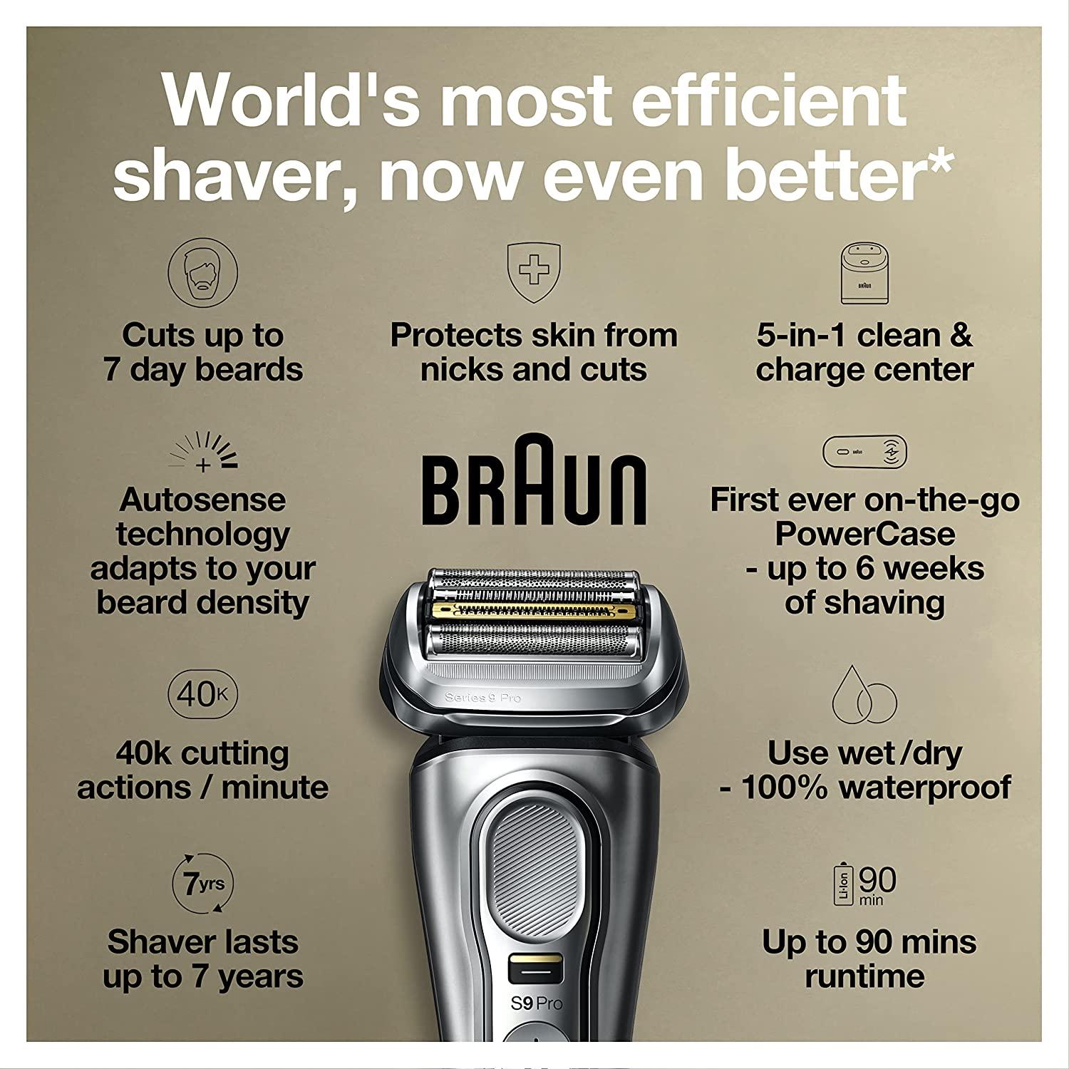 Máy Cạo Râu Nam Braun serie 9 Pro 9477cc, Máy Tông Đơ, Máy Tăng Đơ, Braun Shaver, 5 Lưỡi, Công Nghệ Sonic, Nhập Đức, BH 12 Tháng, Hàng Chính Hãng