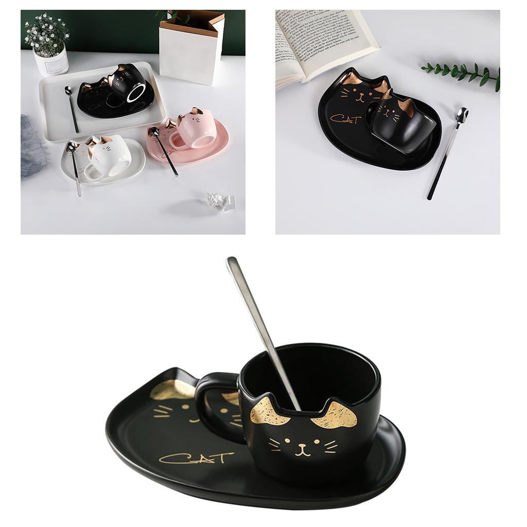 Ceramic Cappuccino Coffee  Spoon Coffee Milk Mug Cup 200ml Black