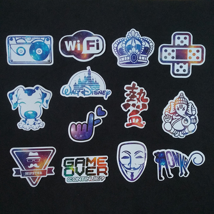 Bộ Sticker dán cao cấp chủ đề MÀU TÍM GALAXY - Dùng dán Xe, dán mũ bảo hiểm, dán Laptop