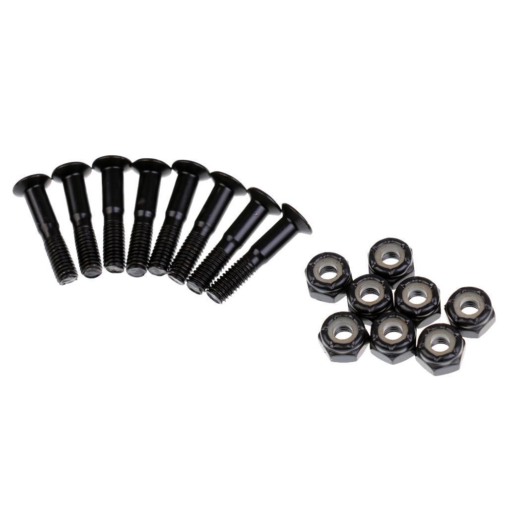 2-20pack 8 Pieces/ Set Cruiser Longboard Skateboard Hardware Screws Nuts - Black