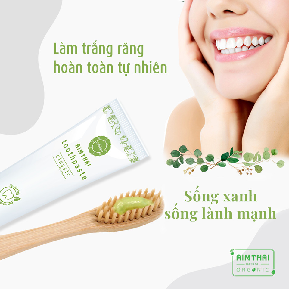 AIMTHAI ORGANIC PLUS VITAMIN C - KEM ĐÁNH RĂNG THẢO DƯỢC CÔNG THỨC WHITENING (TUÝP MÀU CAM) (TPBVSK)