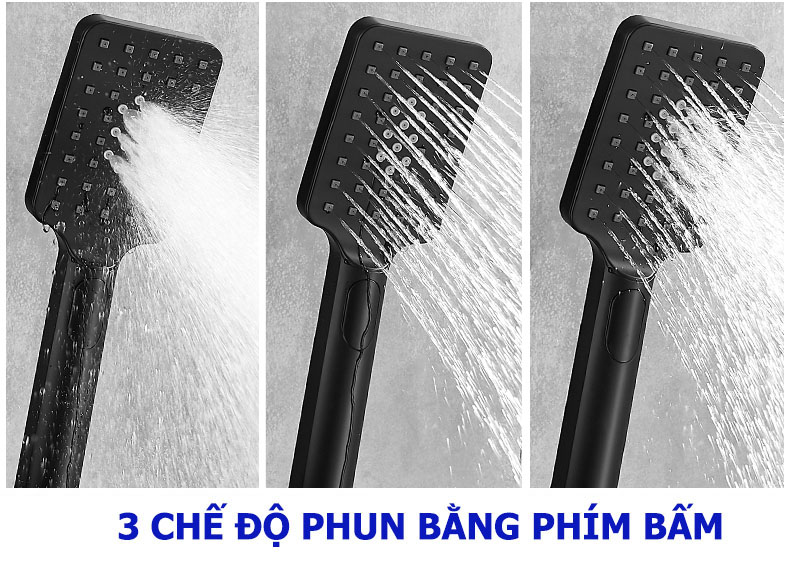 Bộ sen cây tắm đứng, Bộ sen vòi tắm đứng 4 phím bấm Màu Đen TCARE - Hàng Chính Hãng