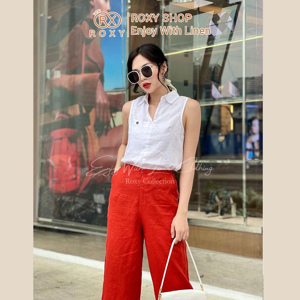 Áo Sát Nách Linen Thiết Kế Cổ Vest Thóang Mát 1