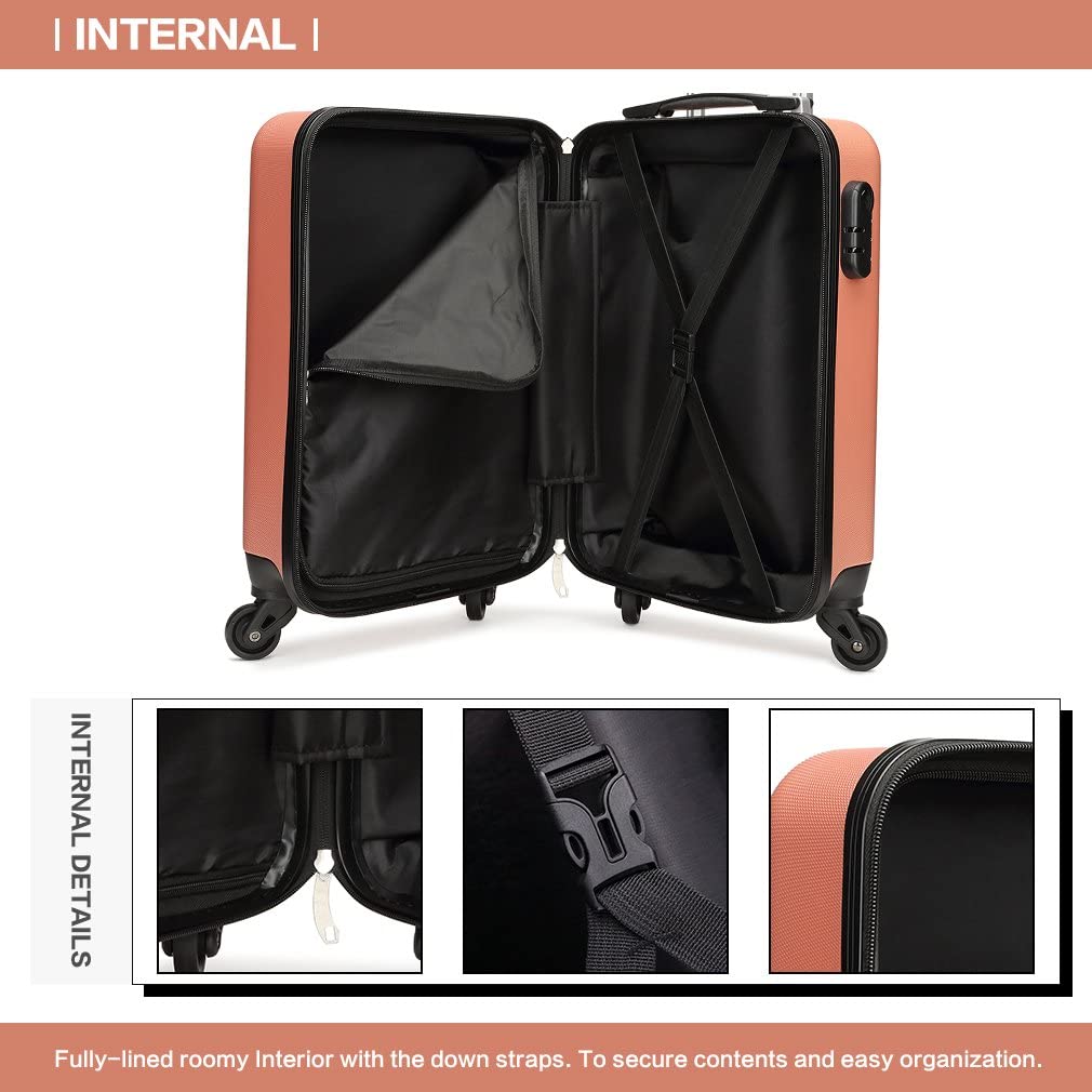 Bộ vali 18+24 inch Thời trang cao cấp ABS có khóa TSA và 4 bánh xe đa hướng 360 độ vỏ cứng