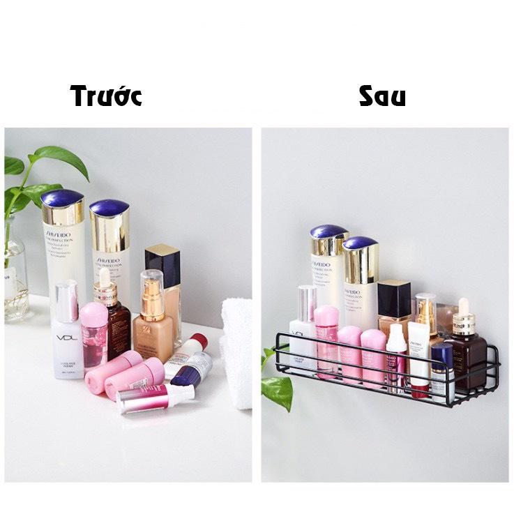 Kệ đa năng nhà tắm chữ nhật, đựng gia vị gắn tường, đựng đồ phòng ăn không rỉ kèm miếng dán siêu dính 88284