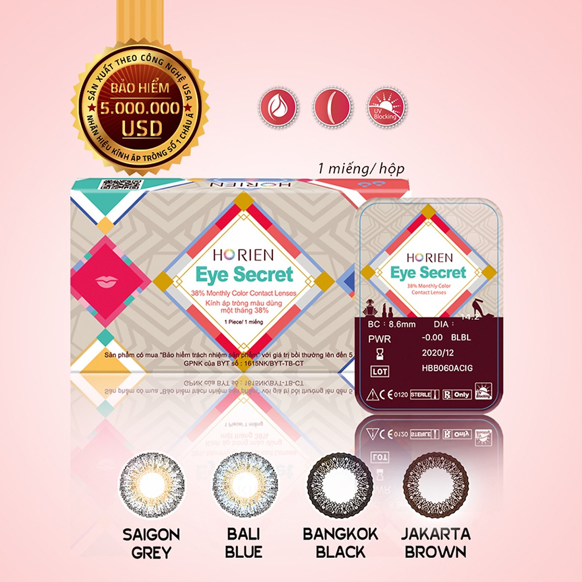 [Một miếng] Kính Áp Tròng Dùng 1 Tháng Eye Secret KM1T - Saigon Grey 