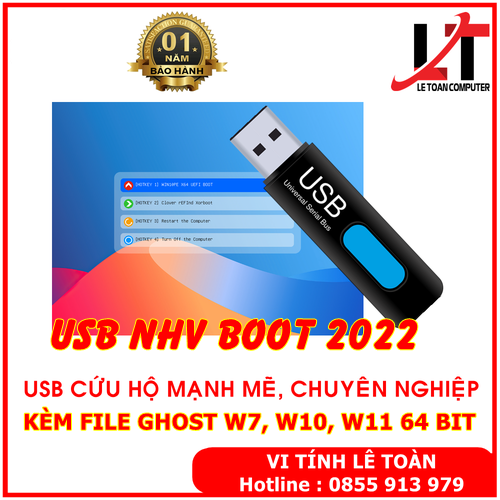 USB NHV BOOT 2022 KÈM FILE GHOST W7, W10, W11 64 BIT