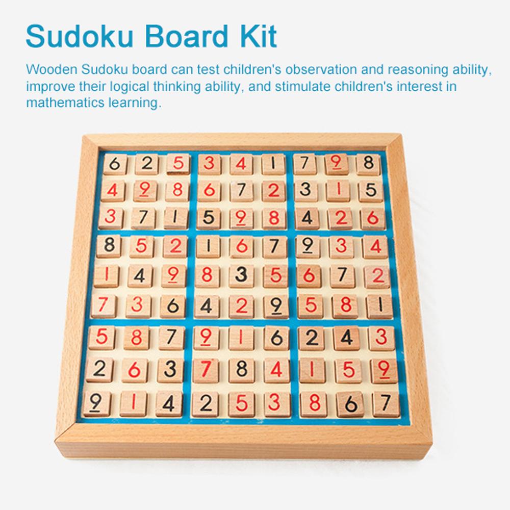 Wooden Sudoku Board Game with Drawer 81-Grid Chessboard Educational Puzzle Toys Train Logical Thinking Ability