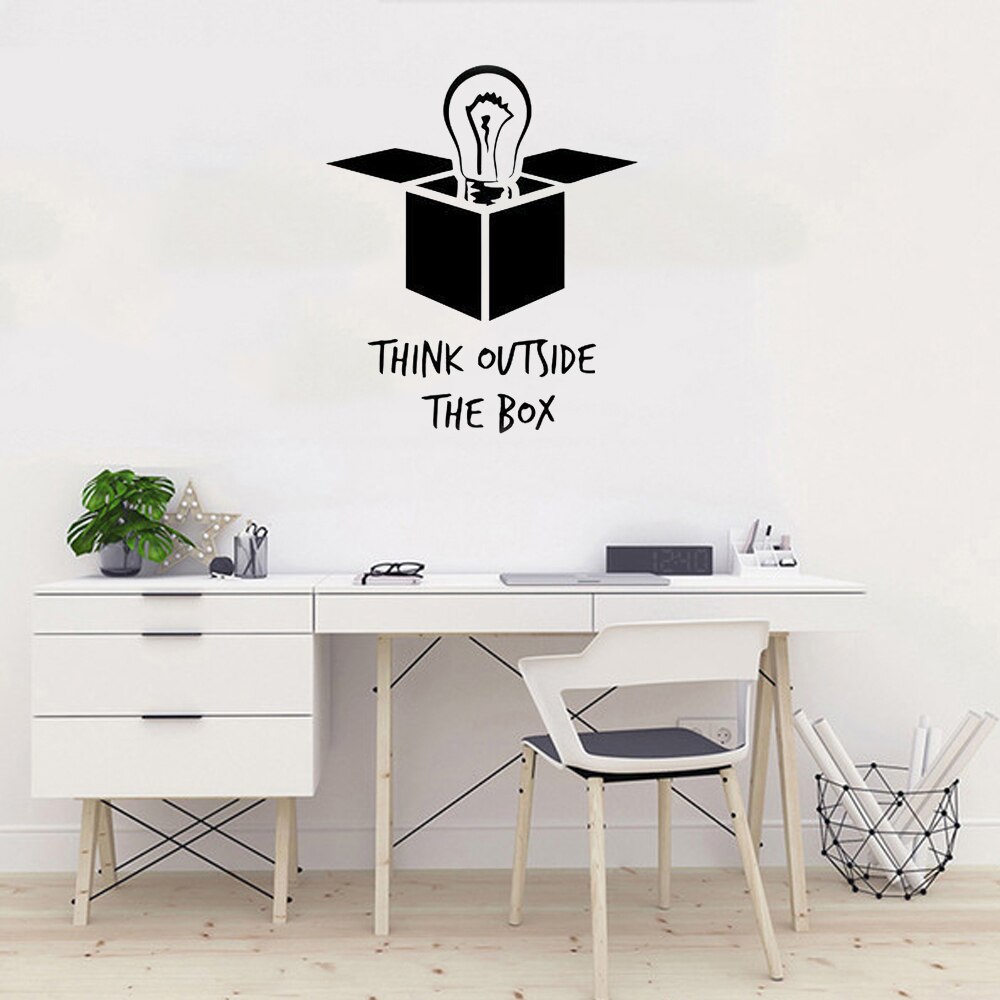 Decal Tiếng Anh Dán Trang Trí Văn Phòng Truyền Cảm Hứng "Think outside the box" mẫu số 1