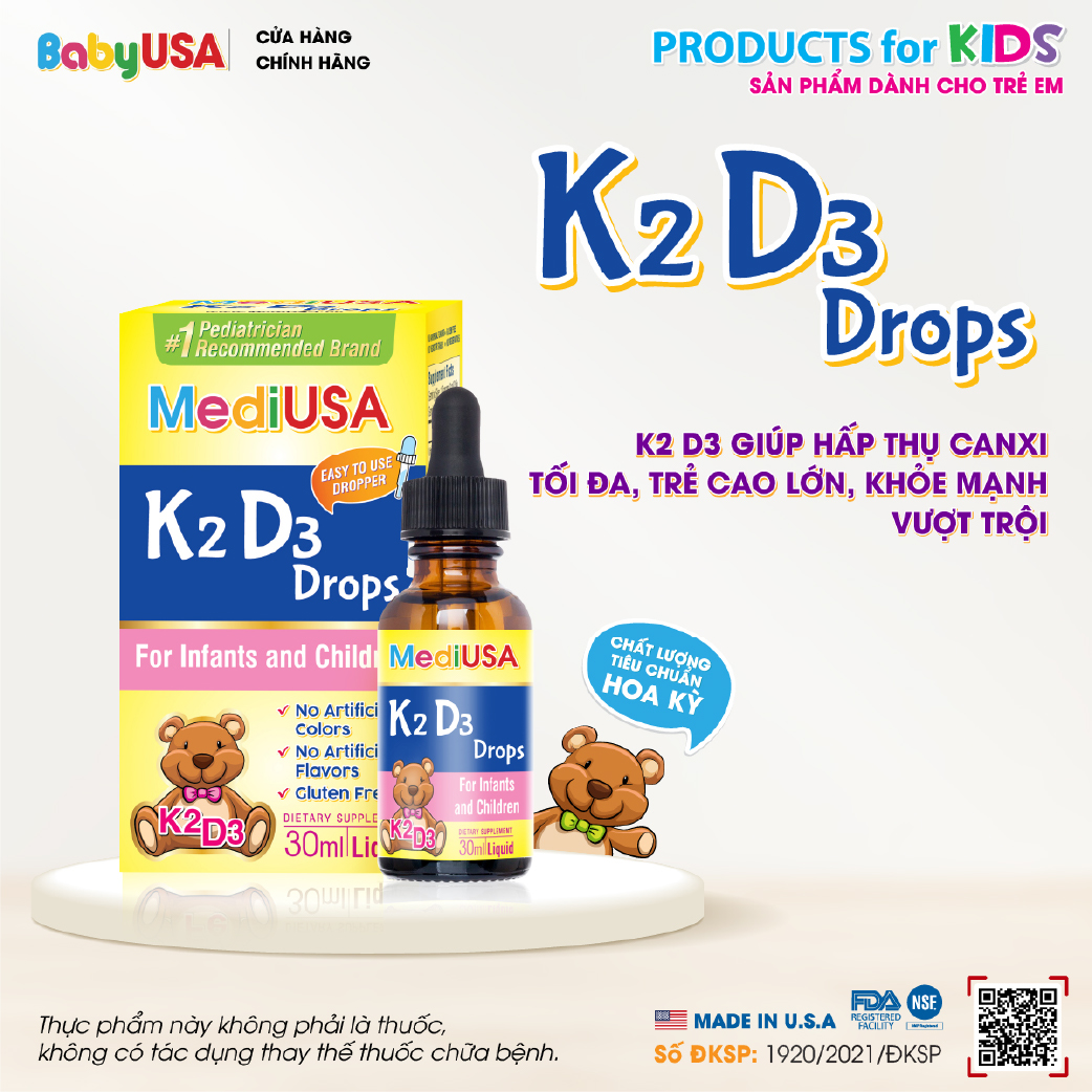MediUSA K2D3 Drops - Thực Phẩm Chức Năng