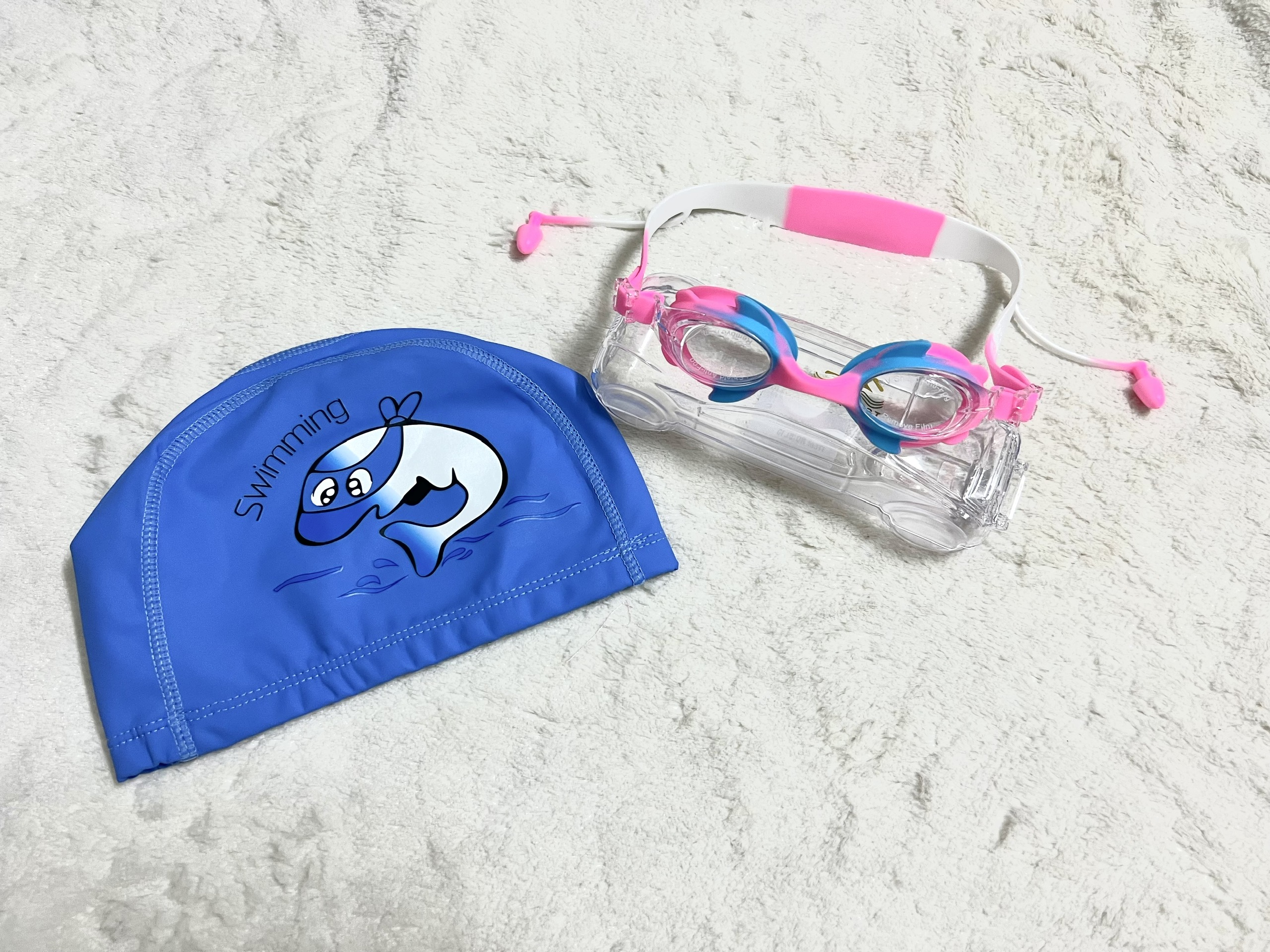 Combo 1 Nón Bơi Vải chống nước + Kính Bơi CS BL15 cho bé + Kèm nhét tai bơi