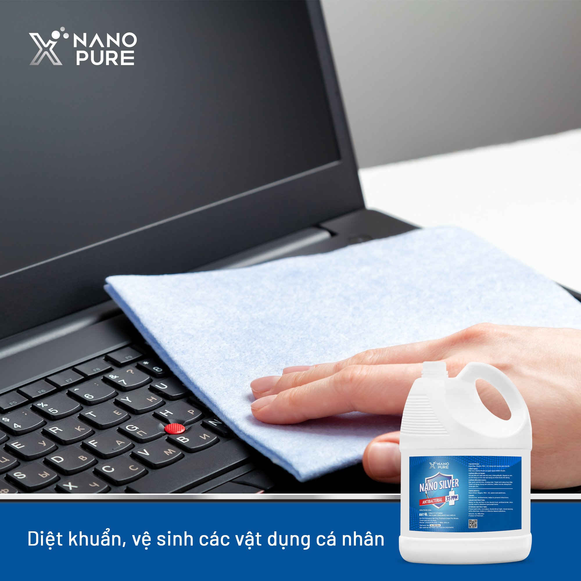 Dung Dịch Nano Xpure Nano Silver (Bạc) Antibacterial 35ppm - Khử Mùi, Kháng Khuẩn, Làm Sạch Không Gian, Dụng Cụ Và Nội Thất